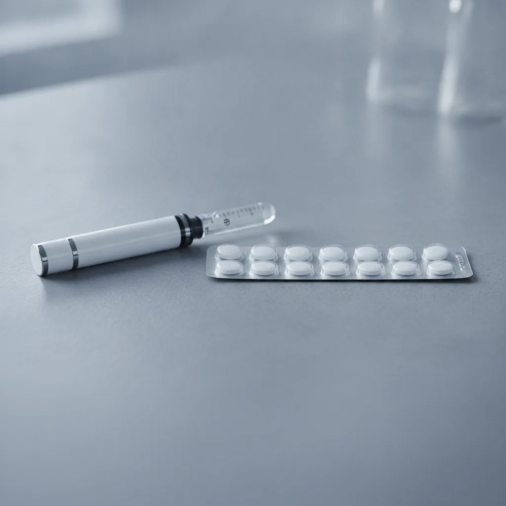 Illustration representing the three semaglutide brands Ozempic, Wegovy, and Rybelsus